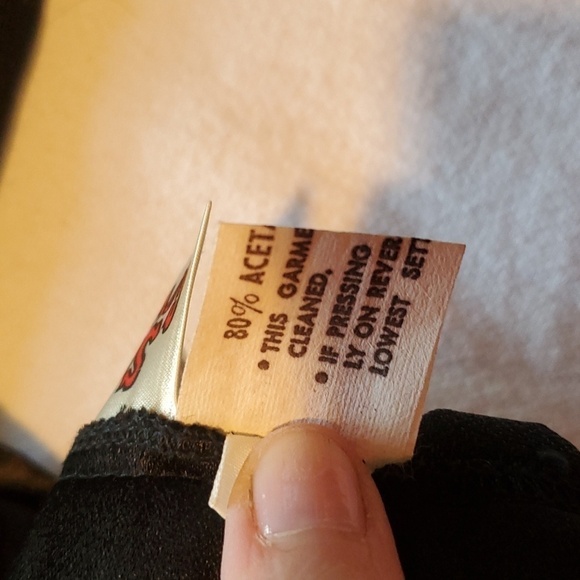 Vintage 70's Seat Covers Shiny Black Acetate High Rise Flared Sz. 7 Pants - Picture 11 of 12